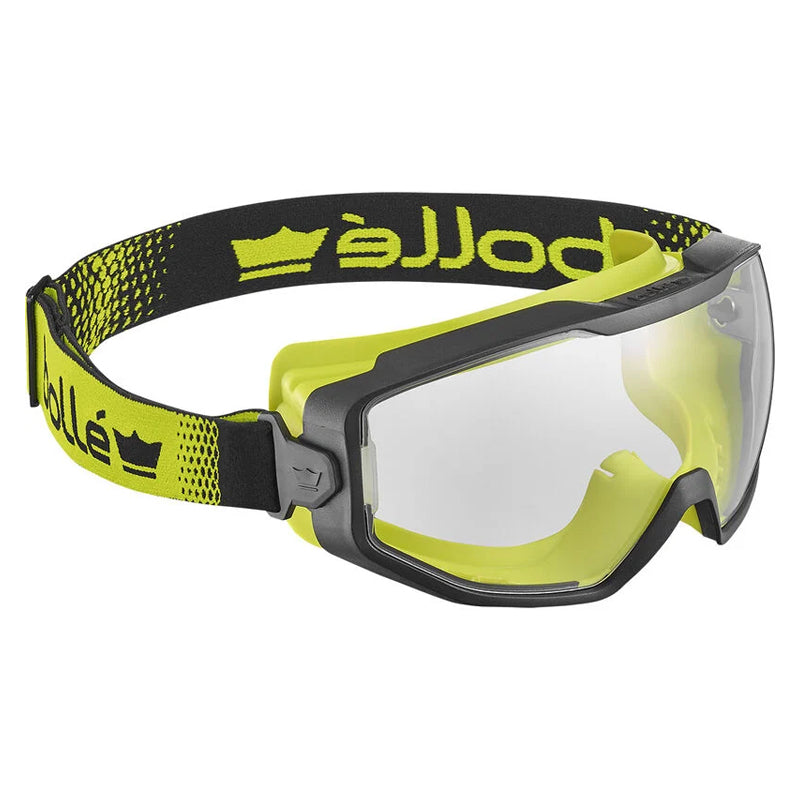 SPECTN14W BOLLE SPECTRUM PC CLEAR PLATINUM LENS TOP BOTTOM INDIRECT VENTED WITH FOAM SAFETY GOGGLES