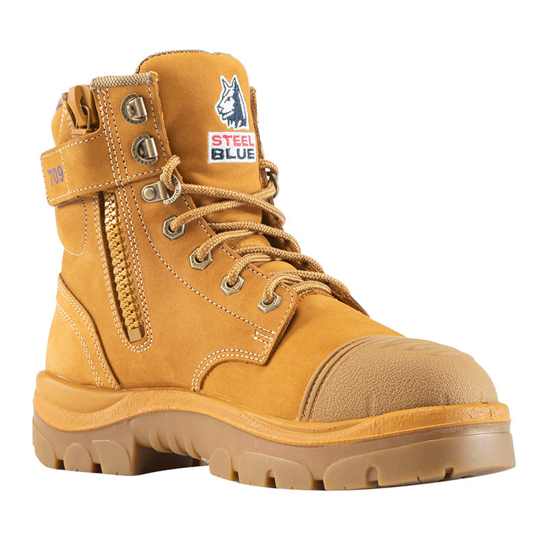 512709 STEELBLUE LADIES ARGYLE TPU SOLE ZIP SIDE BOOTS WITH SCUFF CAP