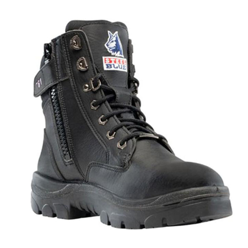 512761 STEEL BLUE CERTIFIED VEGAN FRIENDLY SOUTHERN CROSS ZIP LADIES BOOTS