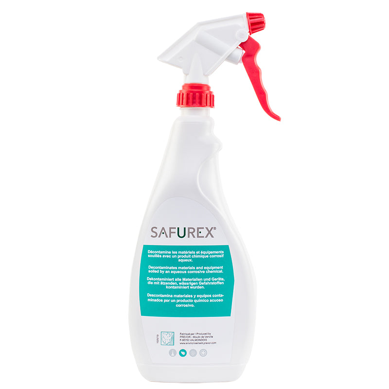 SAFUREX 750ml SPRAY BOTTLE – LIQUID CHEMICAL DECONTAMINANT FOR CORROSIVE CHEMICALS & FLUORIDES