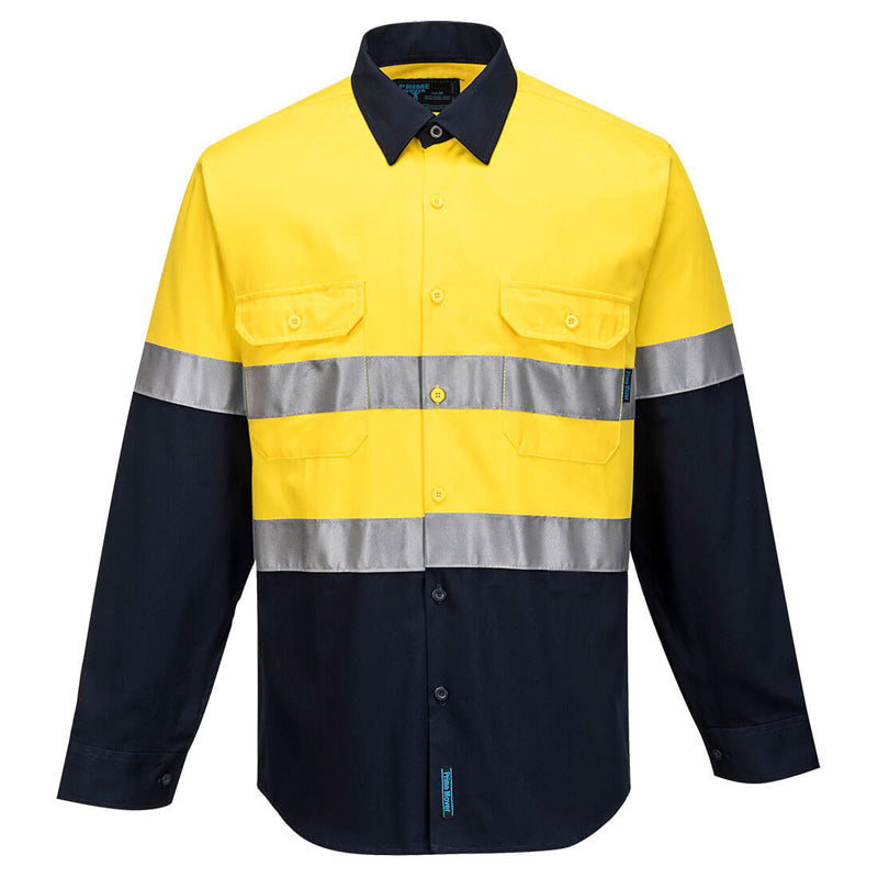 MA803 PORTWEST INDUSTRIAL HI VIS LIGHTWEIGHT CONTRAST LONG SLEEVE SHIRT
