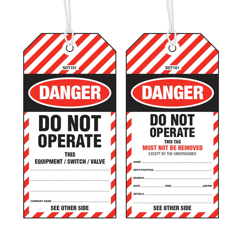 SDT100 DANGER DO NOT OPERATE TAGS RED/WHITE PACK 100
