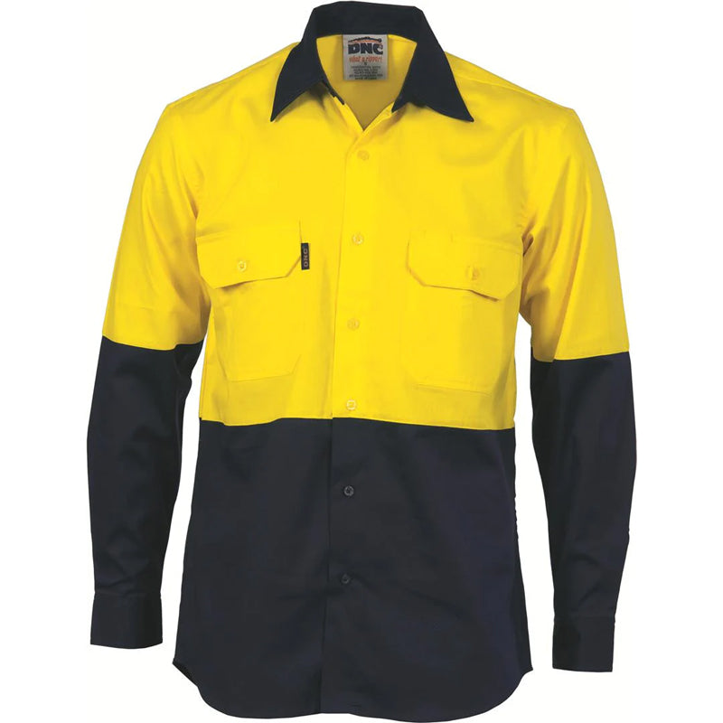 3832 DNC HI VIZ 2TONE COTTON DRILL SHIRT L/S