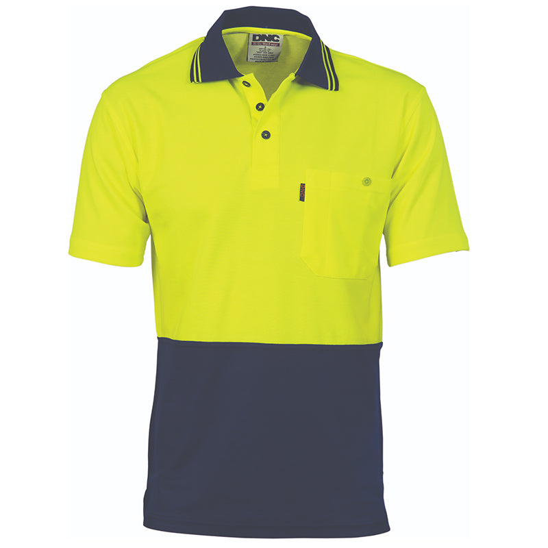 3814 185GSM COTTON BACK HIVIS 2TONE POLO S/S