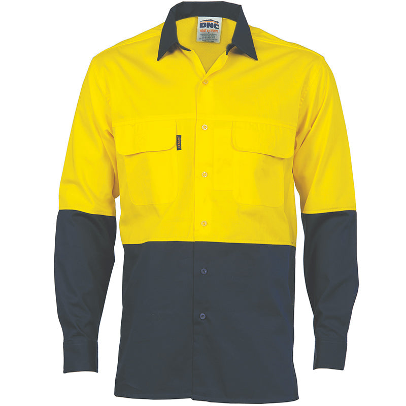 3938 DNC HI VIS 3 WAY COOL-BREEZE COTTON LONG SLEEVE SHIRT