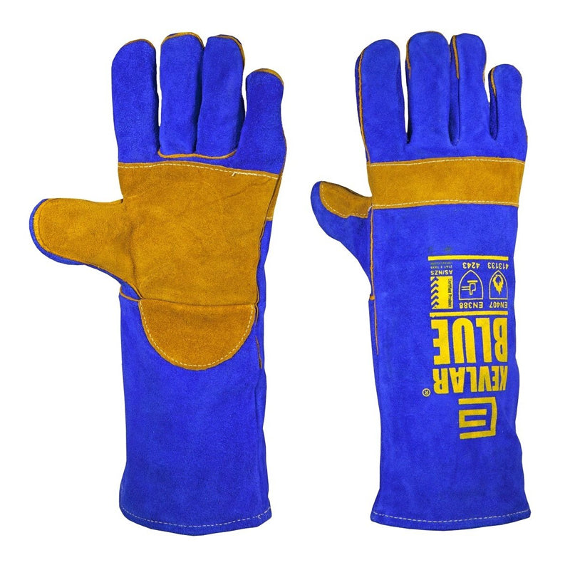 300RKB ELLIOTTS WELDING GLOVE BLUE KEVLAR SEWN 406mm