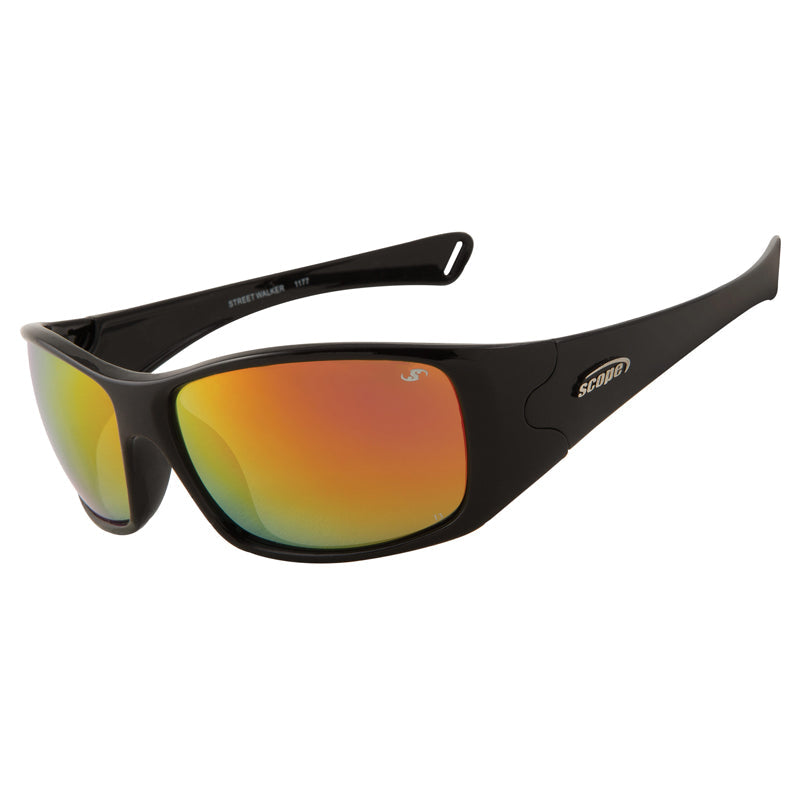 301RM SCOPE STREETWALKER BLACK GLOSS FRAME RUBY MIRROR LENS SAFETY GLASSES