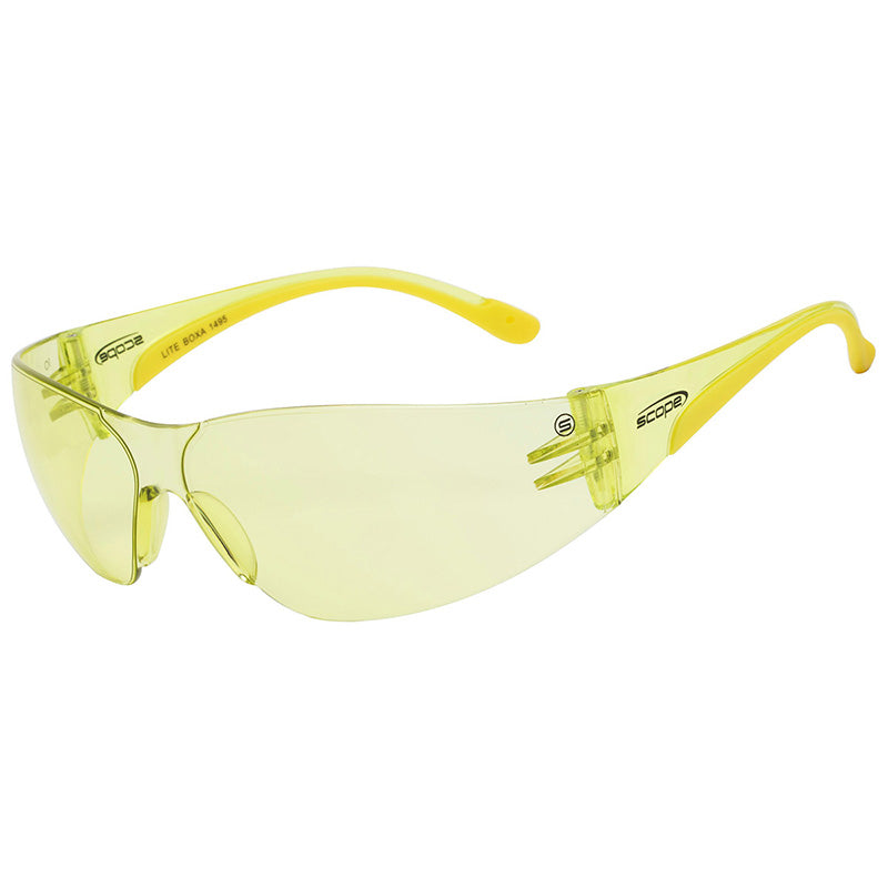 110A SCOPE LITE BOXA (MED) YELLOW TEMPLE AMBER ANTI FOG ANTI SCRATCH LENS SAFETY GLASSES