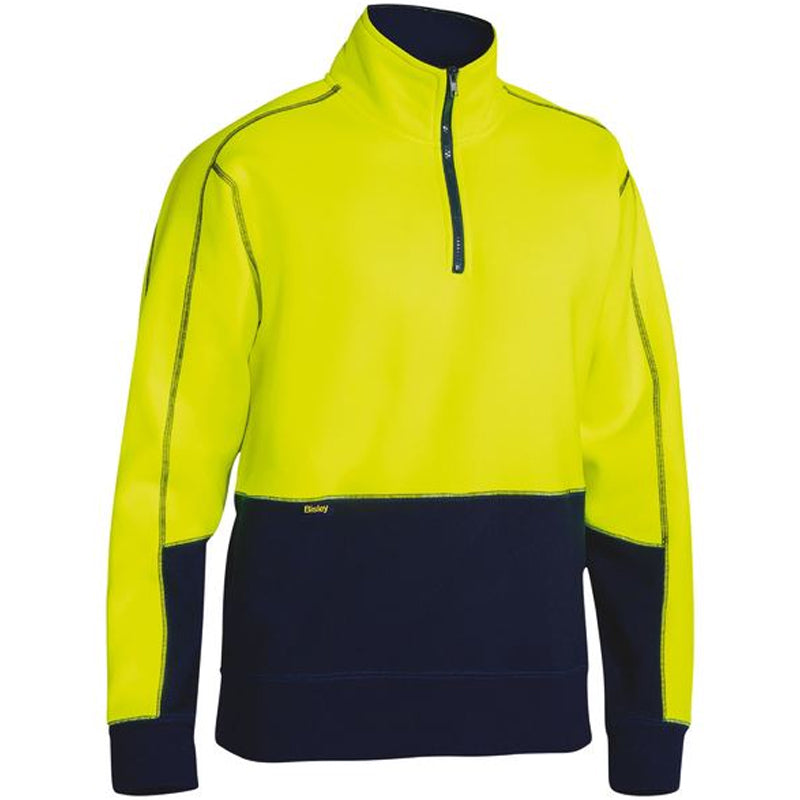 BK6989 BISLEY 2TONE HI VIZ 1/4 ZIP FLEECE JUMPER