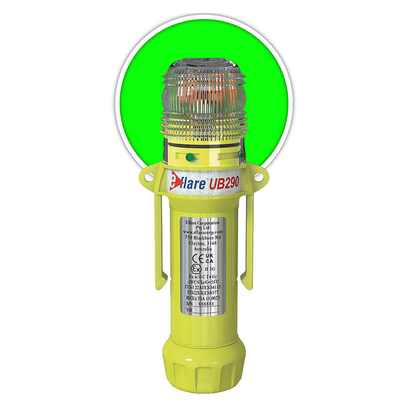 UB290G (AT290G)EFLARE BEACON STEADY ON OR FLASH GREEN 200mm