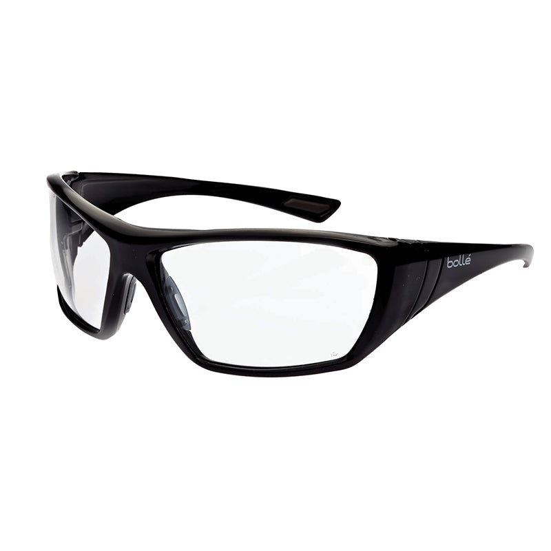 1652601 BOLLE HUSTLER GLOSS BLACK FRAME CLEAR LENS SAFETY GLASSES