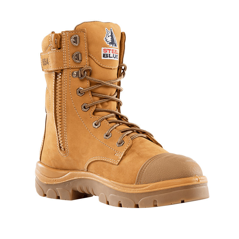 312654 STEEL BLUE PORTLAND 170MM HIGH LEG BOOT WITH ZIP SCUFF CAP TPU SOLE