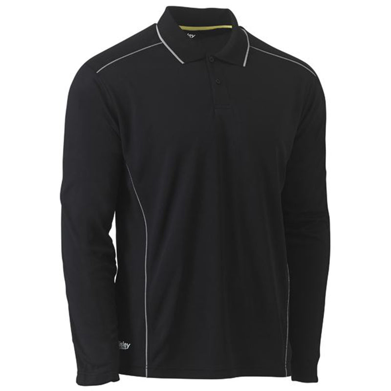 BK6425 BISLEY COOL MESH LONG SLEEVE POLO WITH REFLECTIVE PIPING 140GSM