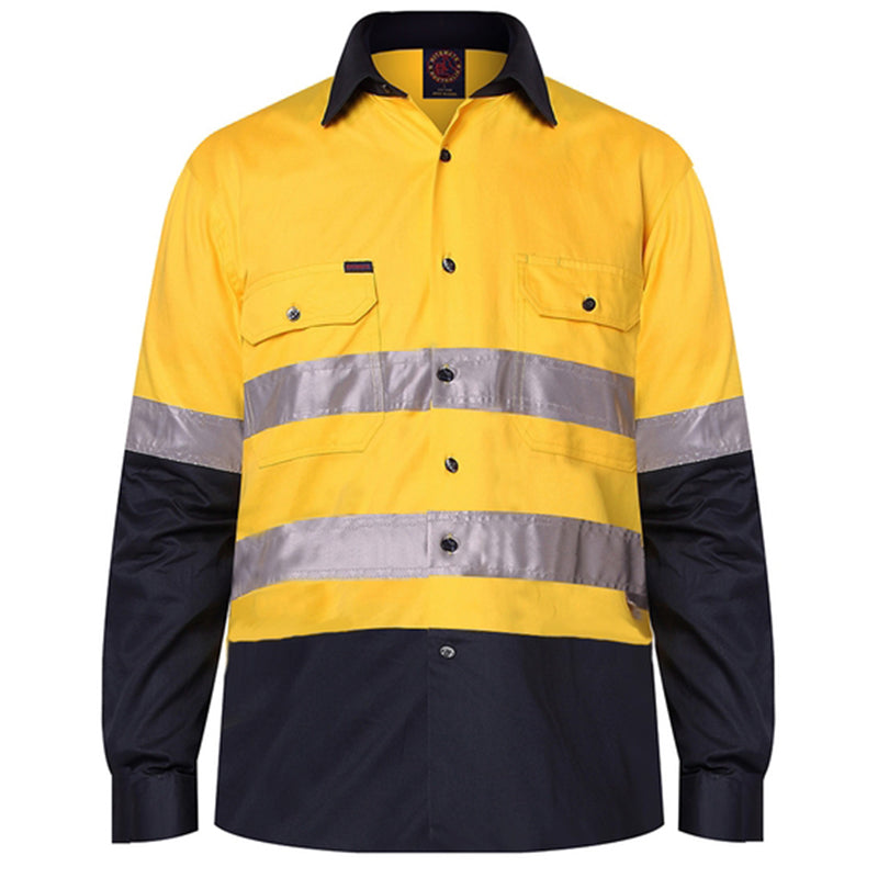 RM1050R RITEMATE OPEN FRONT LONG SLEEVE TAPED SHIRT 190GSM DRILL