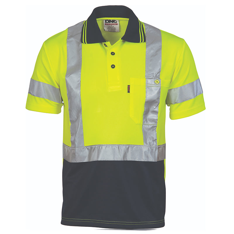 3912 DNC MICROMESH POLO SHORT SLEEVE X PATTERN TAPE