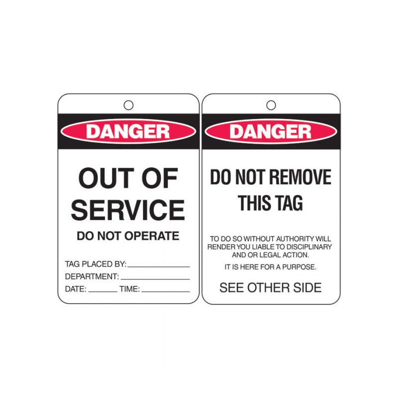 842375 BRADY DANGER – OUT OF SERVICE TAGS POLY PK=10