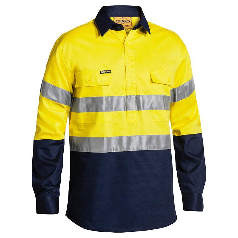 BTC6456 CLOSED FRONT L/S DRILL SHIRT WITH REF TAPE