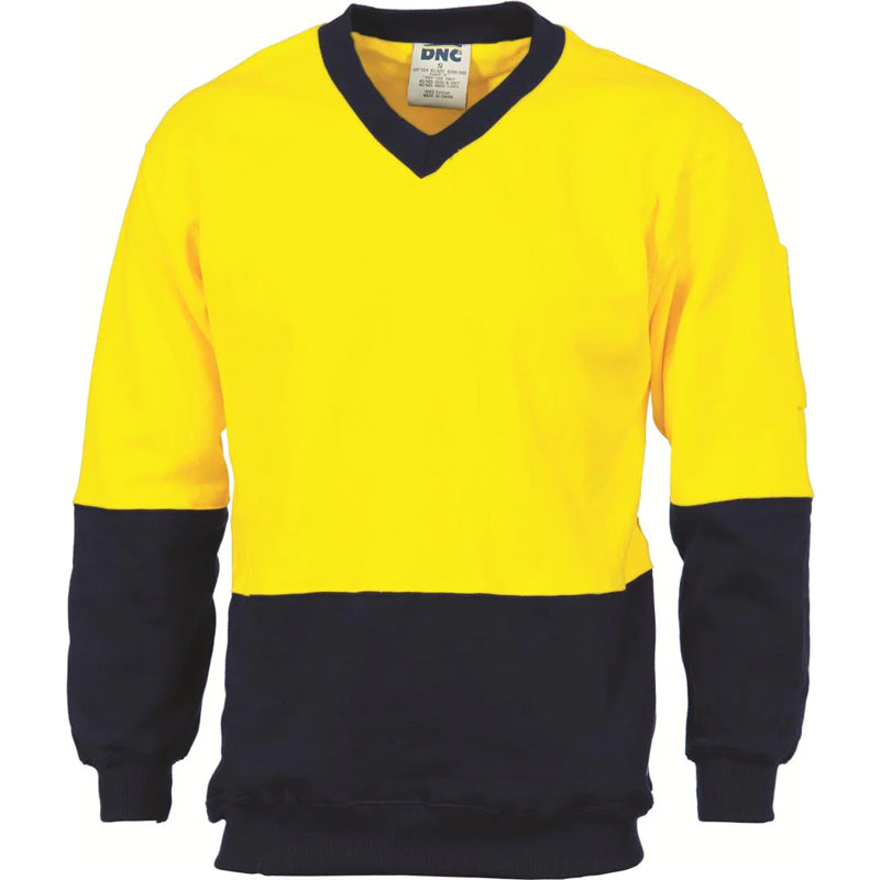3922 DNC 2 TONE HI VIS COTTON V-NECK WINDCHEATER