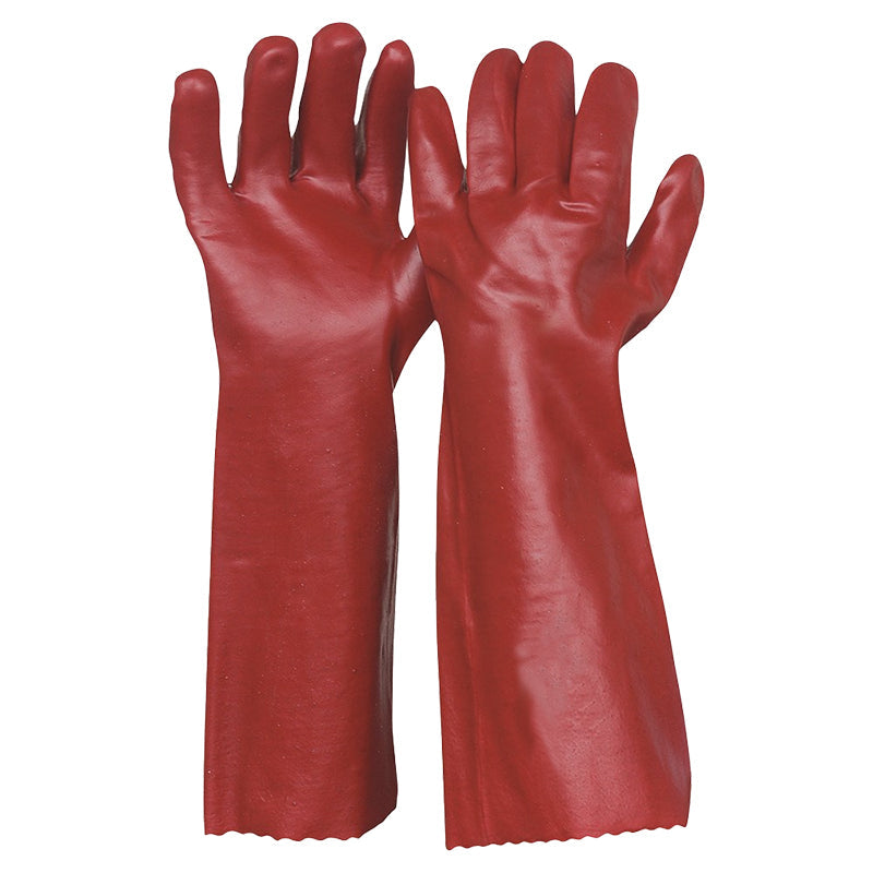 PV4 450MM GLOVE PVC FULL COAT RED GAUNTLET