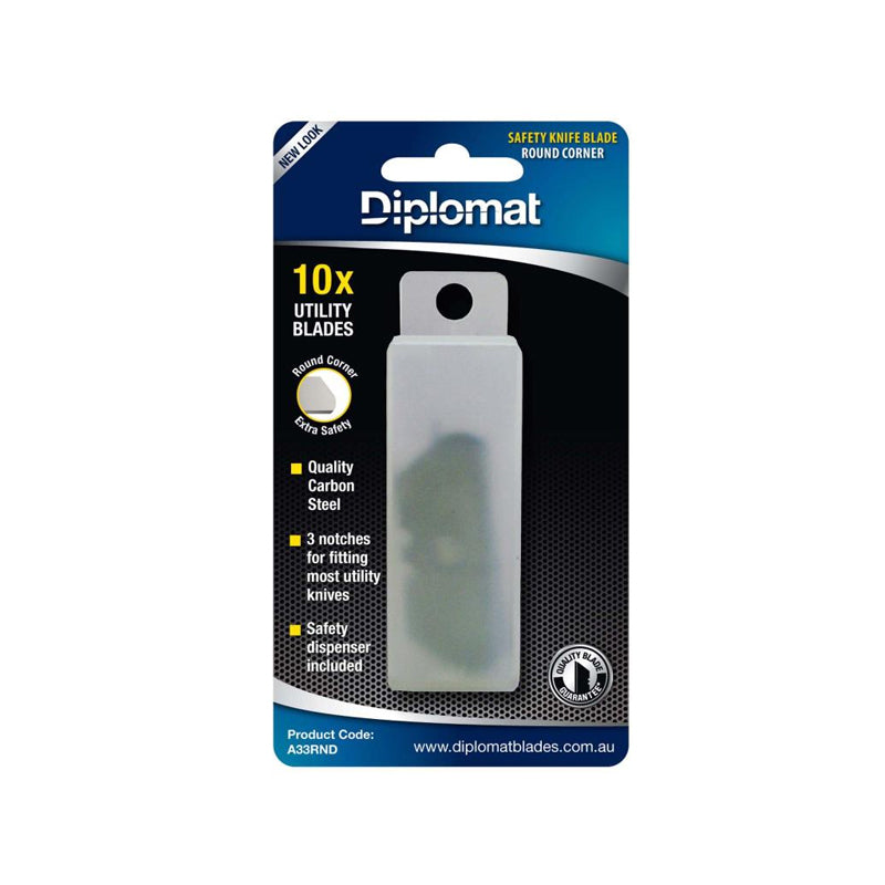A33RND DIPLOMAT SAFETY KNIFE BLADES – ROUND CORNER TO SUIT A38 & A33 PK/10