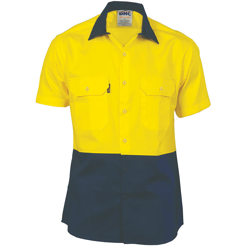 3839 DNC HI VIS 2 TONE COOL-BREEZE SHORT SLEEVE COTTON SHIRT