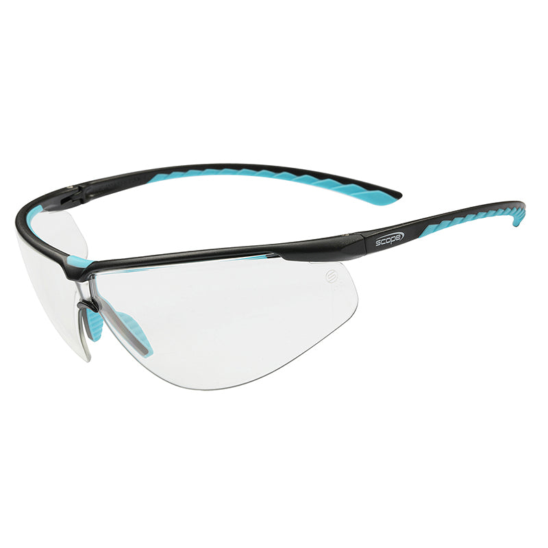 390C SCOPE AIR FLEX BLACK/BLUE FRAME CLEAR LENS SAFETY GLASSES