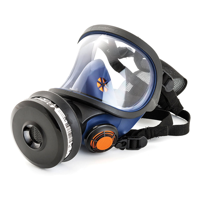 110-04213 SUNDSTROM SR200G SILICONE FULL FACE MASK WITH GLASS VISOR + CLOTH HARNESS