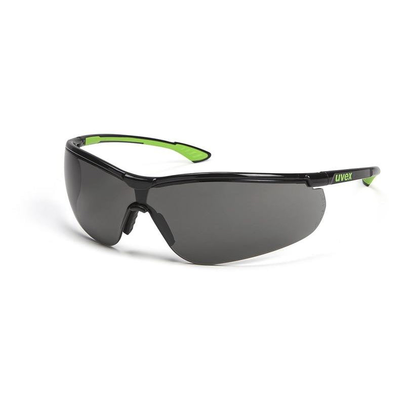 9193-426 UVEX SPORTSTYLE BLACK/GREEN FRAME GREY 14% VLT THS LENS SAFETY GLASSES
