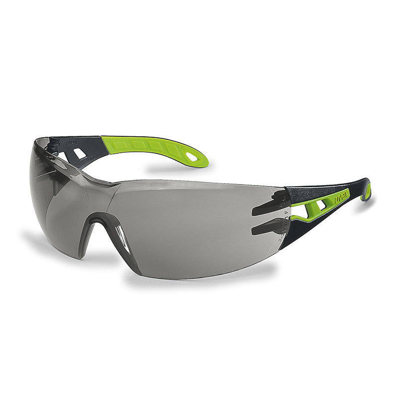 9192-304 UVEX PHEOS BLACK/GRN FRAME GREY ANTI-FOG LENS SAFETY GLASSES