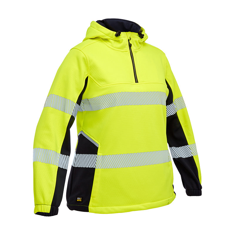 BKL6571T BISLEY LADIES HI VIS TAPED LIQUID REPELLENT FLEECE HOODIE