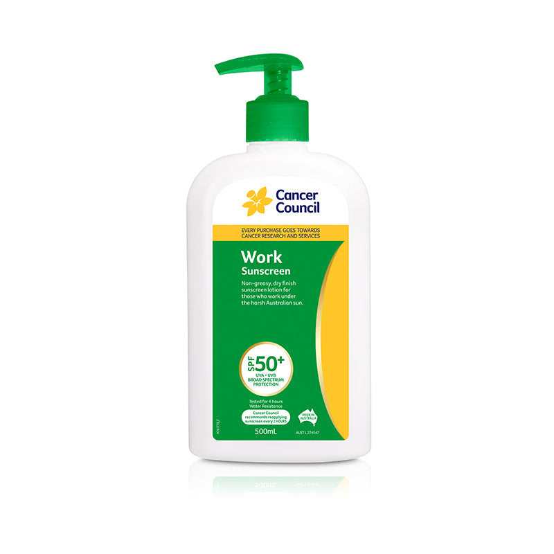 1235 CANCER COUNCIL SUNSCREEN 500ml PUMP PACK WORK SPF 50+