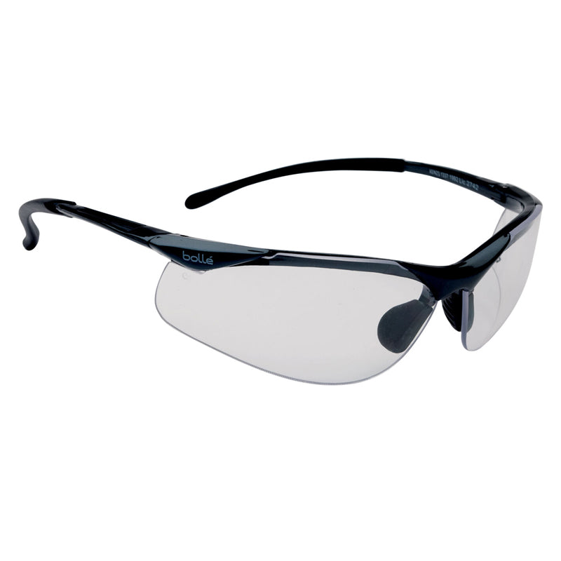 1615501 BOLLE CONTOUR DARK GUNMETAL FRAME CLEAR LENS (SIDEWINDER) SAFETY GLASSES