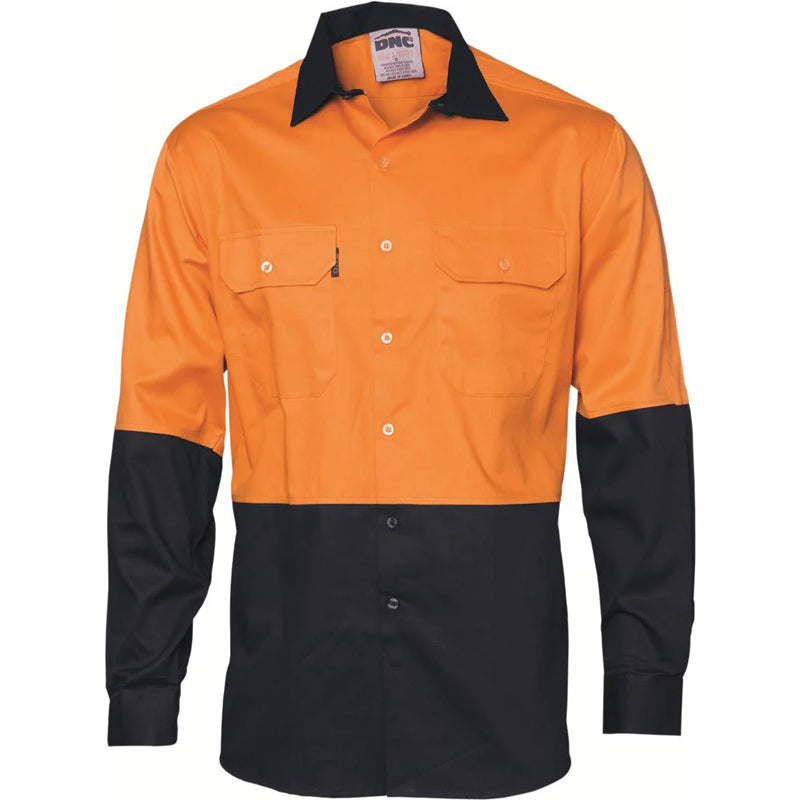 3832 DNC HI VIZ 2TONE COTTON DRILL SHIRT L/S