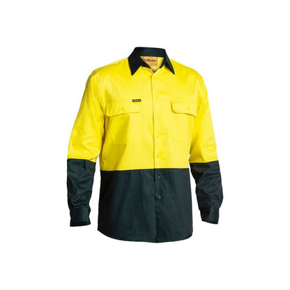 BS6267 BISLEY 2TONE HI VIZ LONG SLEEVE COTTON SHIRT