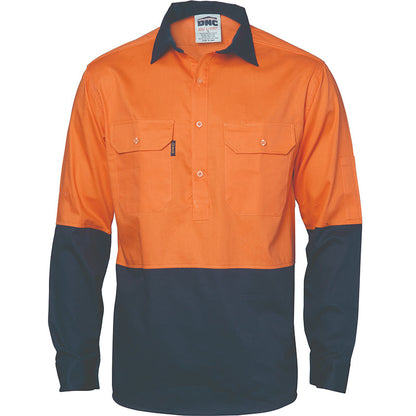 3834 DNC CLOSE FRONT COTTON DRILL L/S SHIRT WITH GUSSET SLEEVE