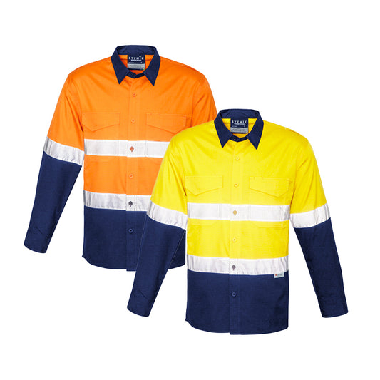 ZW129 SYZMIK MENS RUGGED TAPED L/S SHIRT 145GSM