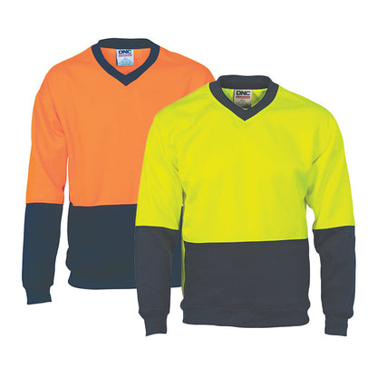 3822 HV 2TONE V-NECK FLEECY SWEAT(SLOPPY JOE)
