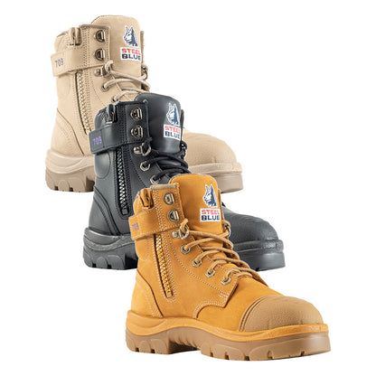 512709 STEELBLUE LADIES ARGYLE TPU SOLE ZIP SIDE BOOTS WITH SCUFF CAP