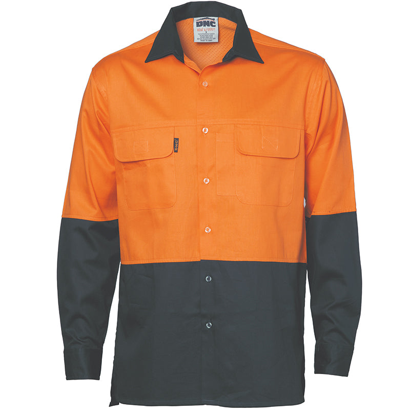 3938 DNC HI VIS 3 WAY COOL-BREEZE COTTON LONG SLEEVE SHIRT