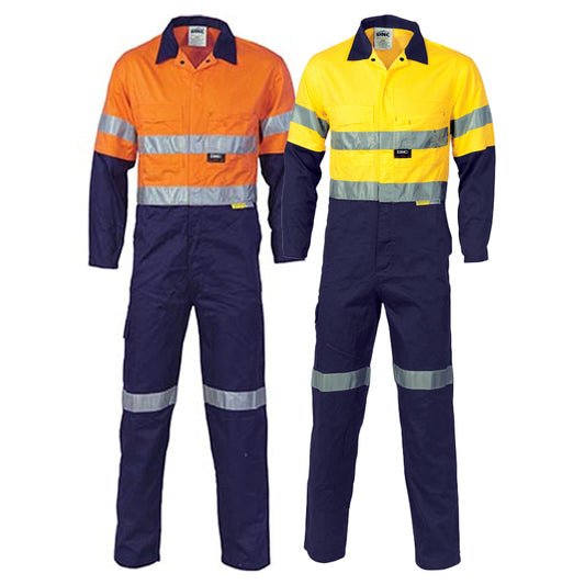 3955 DNC HI VIS COOL-BREEZE 2 TONE LIGHTWEIGHT COTTON COVERALL WITH 3M REFLECTIVE TAPE