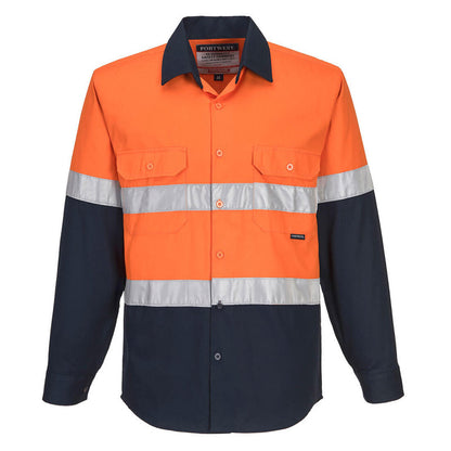 MA803 PORTWEST INDUSTRIAL HI VIS LIGHTWEIGHT CONTRAST LONG SLEEVE SHIRT