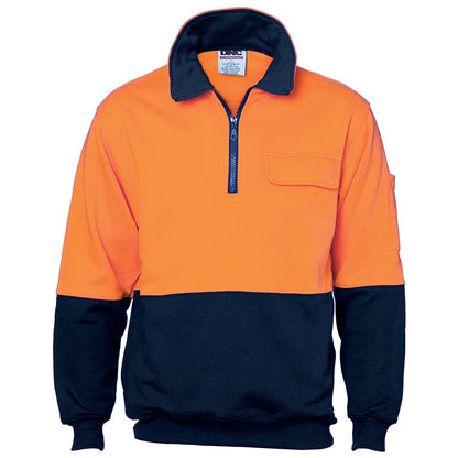 3923 HIVIZ 2TONE 100% COTTON 1/2 ZIP WCHEATER