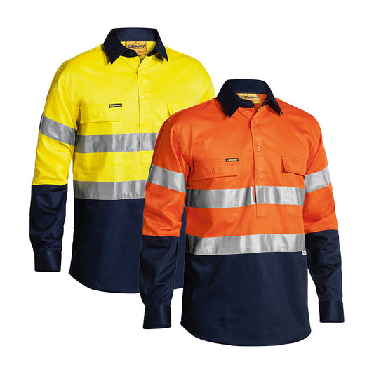 BTC6456 CLOSED FRONT L/S DRILL SHIRT WITH REF TAPE