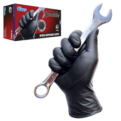 13100 TGC BLACK ROCKET NITRILE XTRA GRIP DISPOSABLE GLOVES BX=50