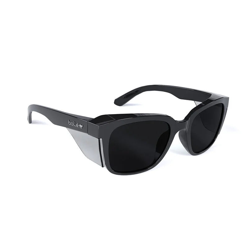 STK41N20A BOLLE STKS 410 SMOKE LENS PC SAFETY GLASSES PLATINUM ASAF BLACK GLOSS PC TEMPLE/FRAME
