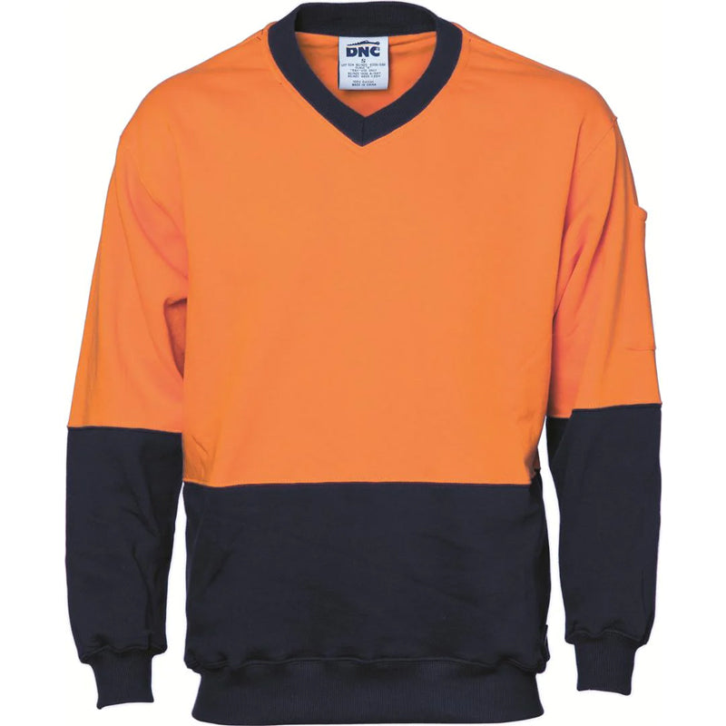 3922 DNC 2 TONE HI VIS COTTON V-NECK WINDCHEATER