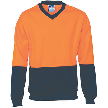 3822 HV 2TONE V-NECK FLEECY SWEAT(SLOPPY JOE)
