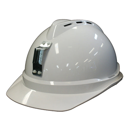 229351WHF3V MSA V-GARD 500 WHITE HARD HAT WITH FAS-TRAC III WITH METAL LAMP BRACKET