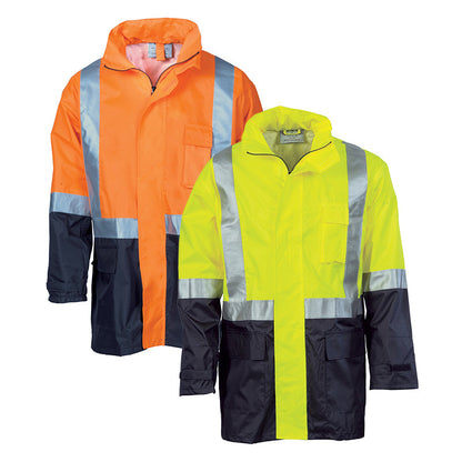 3879 190D POLY/PU 2 TONE HI VIS LIGHTWEIGHT RAIN JACKET – TAPED