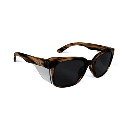 STK41N22A BOLLE STKS 410 SMOKE LENS PC SAFETY GLASSES PLATINUM ASAF BROWN TORTOISE PC TEMPLE/FRAME